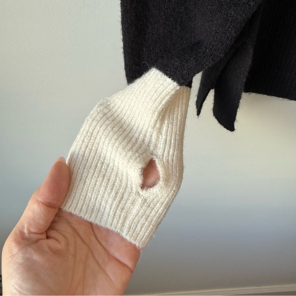 Madewell Fremont Merino Wool Alpaca Blend Sweater Black Colorblock L - Picture 5 of 9